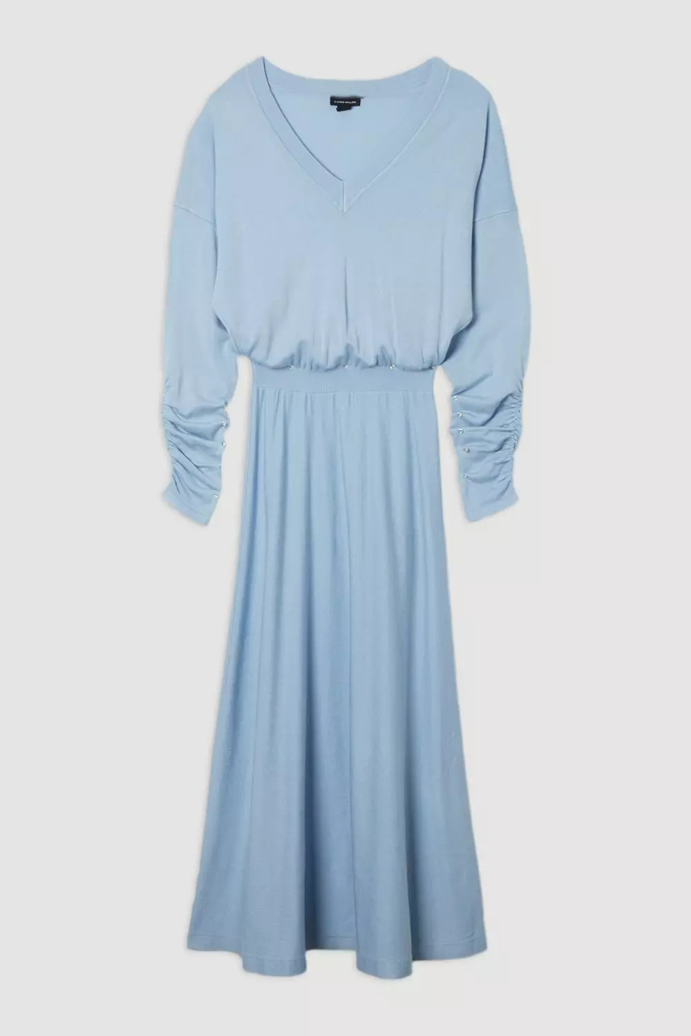 【Karen Millen】ヴィスコースブレンド Vネック ニットドレス Viscose Blend V Neck Knit Midi Dress | Karen Millen